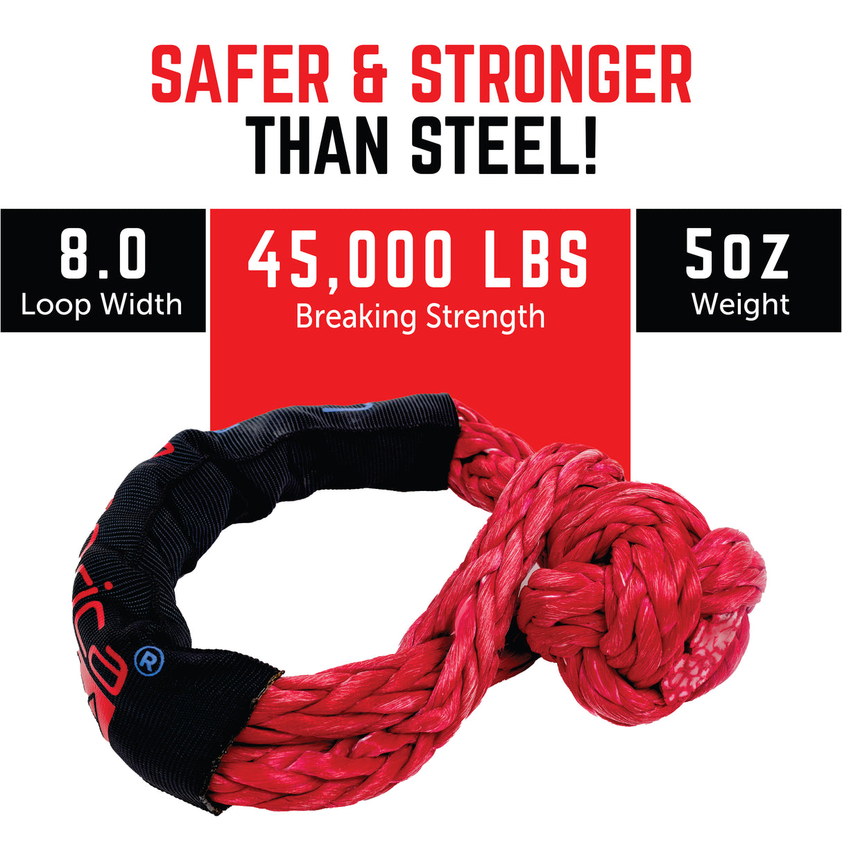 GearAmerica Venom Series 5/8" Synthetic Soft Shackles (Red) - Made in The USA