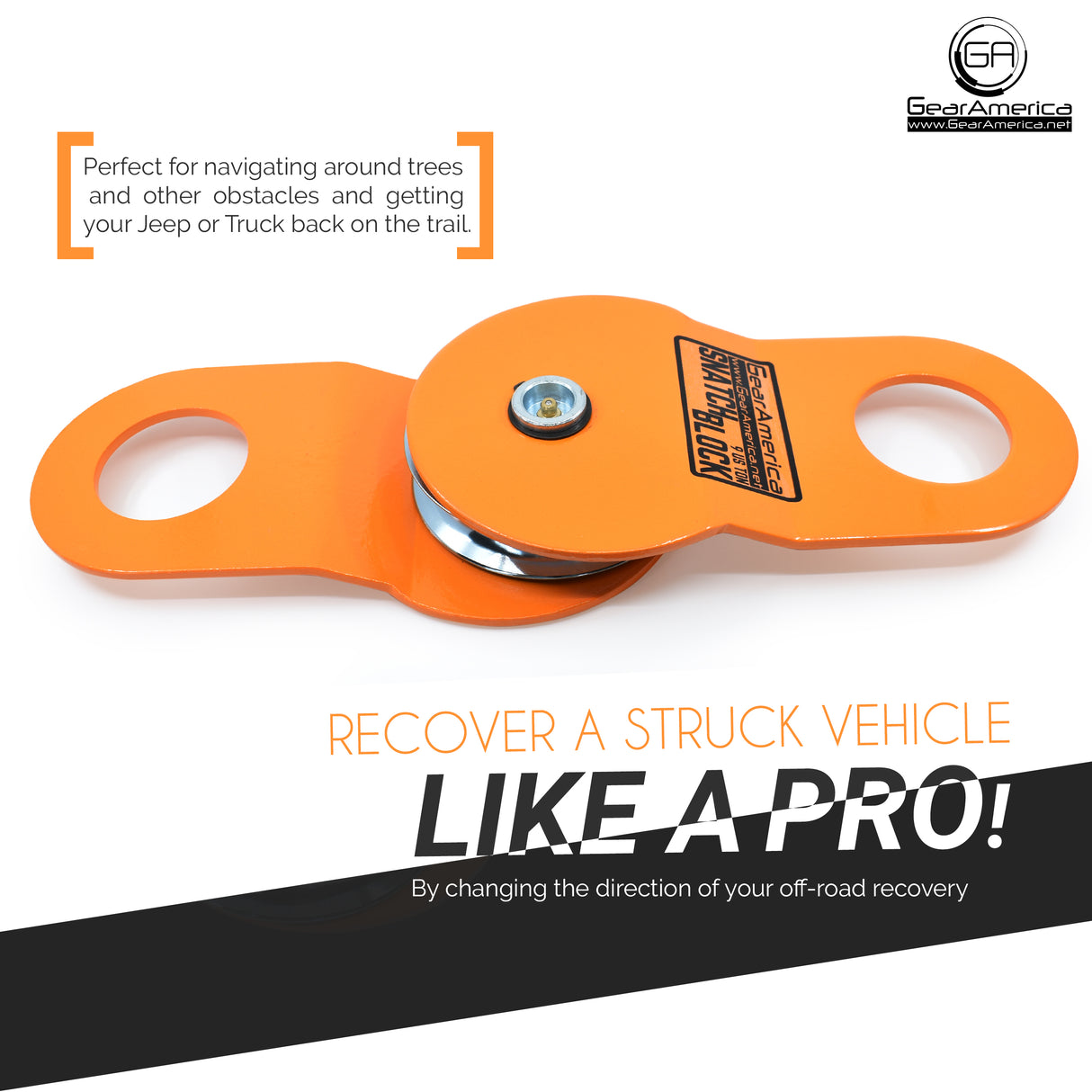 Snatch Block (9 US Ton) | Double your Winch Pulling Capacity and Control Direction of the Pull