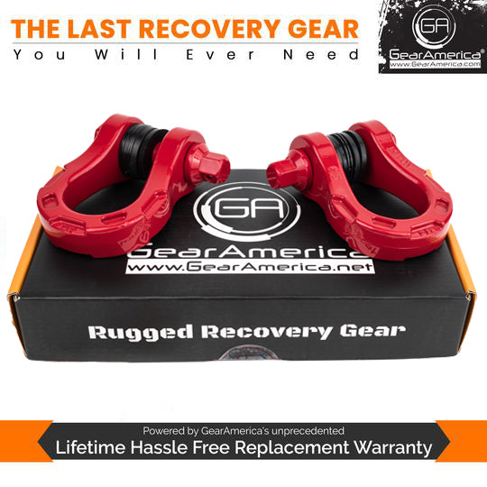 Aluminum ULTRA Bow Shackles with AntiTheft Locking Pin (Red) | 30,000 LBS MBS (10,000 LBS WLL)