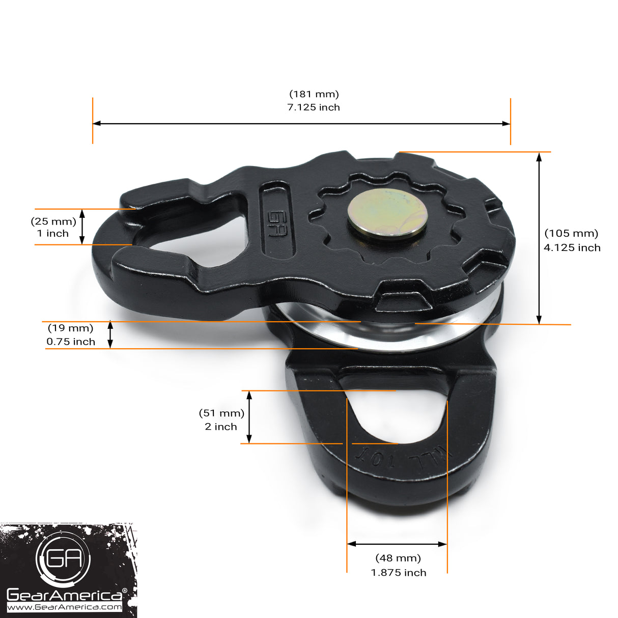 ULTRA Snatch Block Pulley Black | 20T MBS (Aluminum) | Best for Synthetic Winch Rope and Soft Shackles
