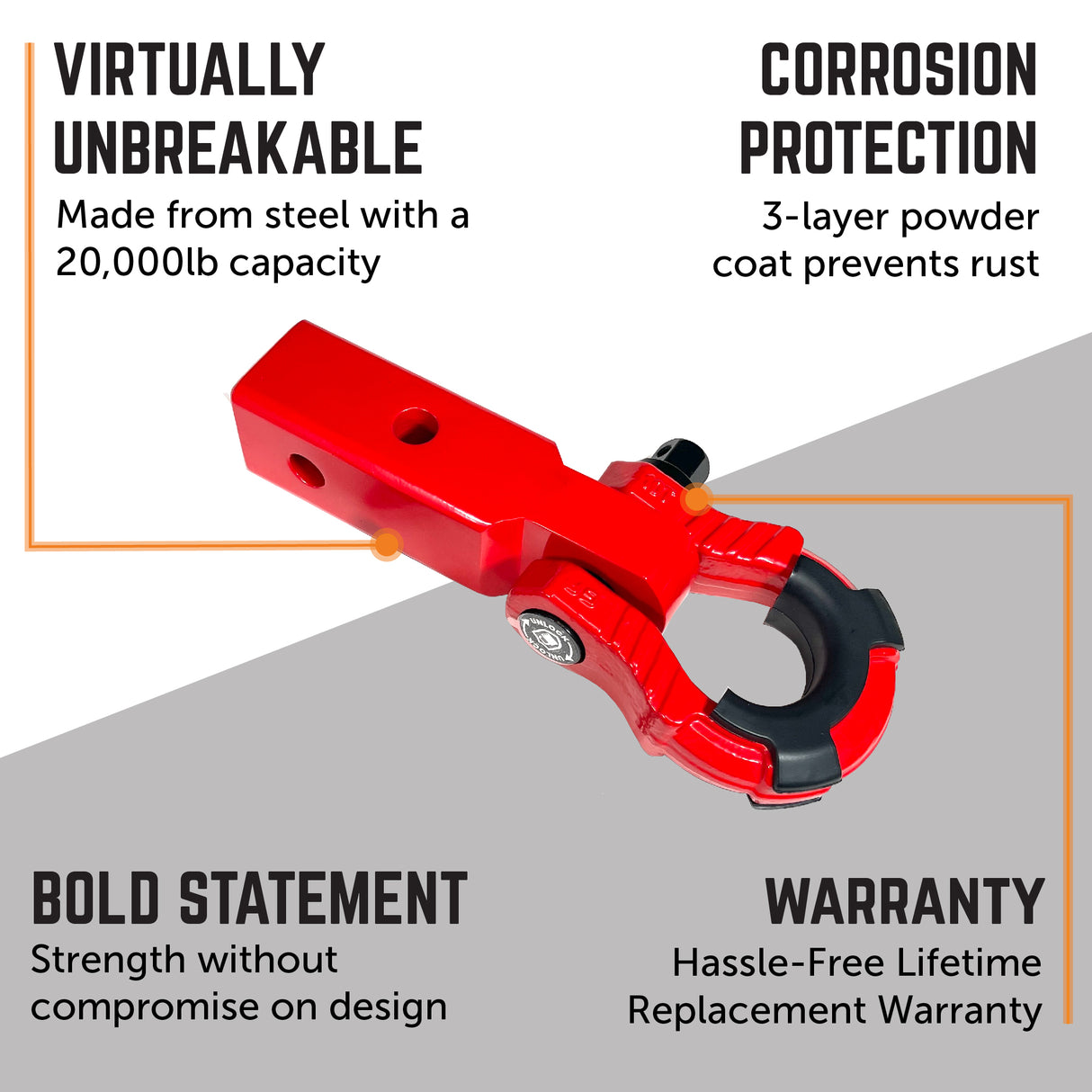 GearAmerica Class 4 Uber Hitch Receiver  2" x 2" (Red)