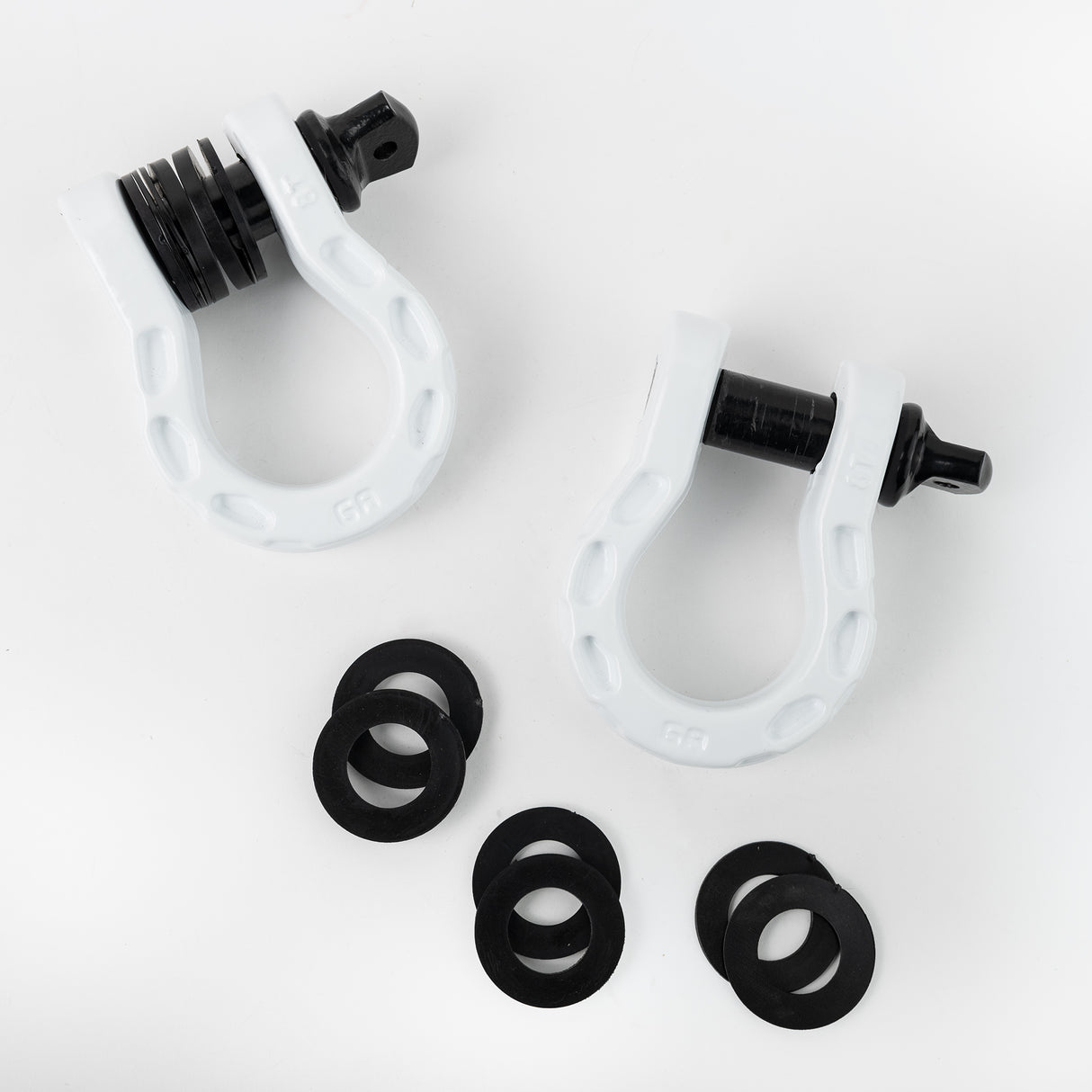 Mega Shackles ®- White (2PK) | Forged Carbon Steel | 68,000 lbs MBS (16,000 lbs WLL) | Off-Road Recovery Anchor Points