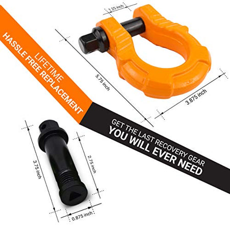 GearAmerica UBER Shackles with Anti-Theft Lock (Orange) | Forged Carbon Steel | 80,000 lb (40T) MBS & 20,000 lb (10T) WLL