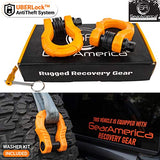 GearAmerica UBER Shackles with Anti-Theft Lock (Orange) | Forged Carbon Steel | 80,000 lb (40T) MBS & 20,000 lb (10T) WLL