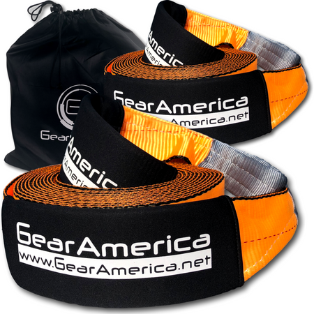 GearAmerica (2 Pack) Mega Duty Recovery Tow Strap 4" x 30' | 45,000 lbs Minimum Break Strength