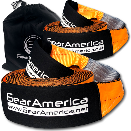 GearAmerica (2 Pack) Mega Duty Recovery Tow Strap 4" x 30' | 46,076 lbs Minimum Break Strength