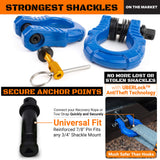 GearAmerica UBER Shackles with Anti-Theft Lock (Blue) | 80,000 lb (40T) MBS & 20,000 lb (10T) WLL