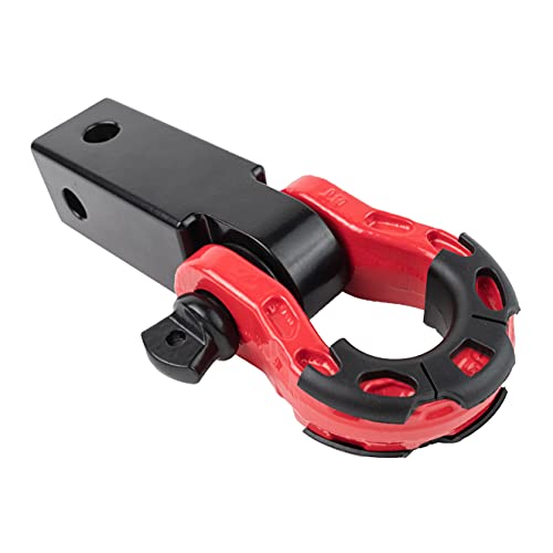 GearAmerica Aluminum Hitch Receiver 2"x2" Black + Red Mega Shackle®