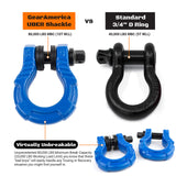 GearAmerica UBER Shackles with Anti-Theft Lock (Blue) | 80,000 lb (40T) MBS & 20,000 lb (10T) WLL