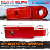 GearAmerica Billet Aluminum Ultra Hitch Receiver Shackle Mount 2" x 2" (Red)- Made in USA