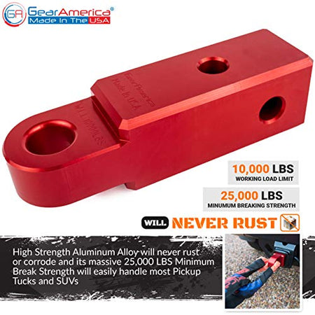 GearAmerica Billet Aluminum Ultra Hitch Receiver Shackle Mount 2" x 2" (Red)- Made in USA