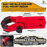 Heavy Duty Aluminum 2"x2" Hitch Receiver with Mega Shackle®(Red) | 32,000 LBS MBS (16,000 LBS WLL)