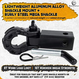 Heavy Duty Aluminum 2"x 2" Hitch Receiver with Mega Shackle® (Black) | 32,000 LBS MBS (16,000 LBS WLL)