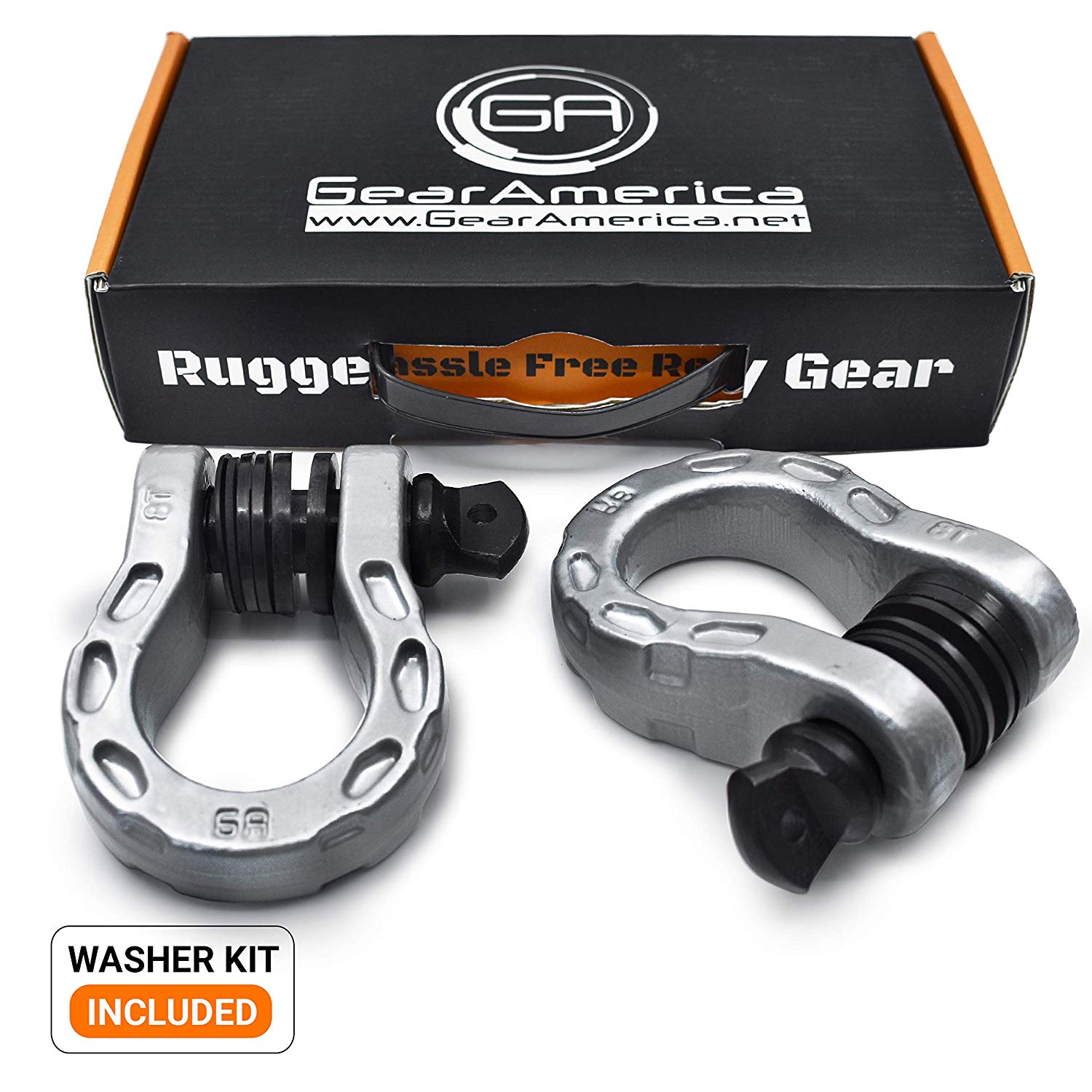 Mega Shackles ® - Silver (2PK) | Forged Carbon Steel | 68,000 lbs