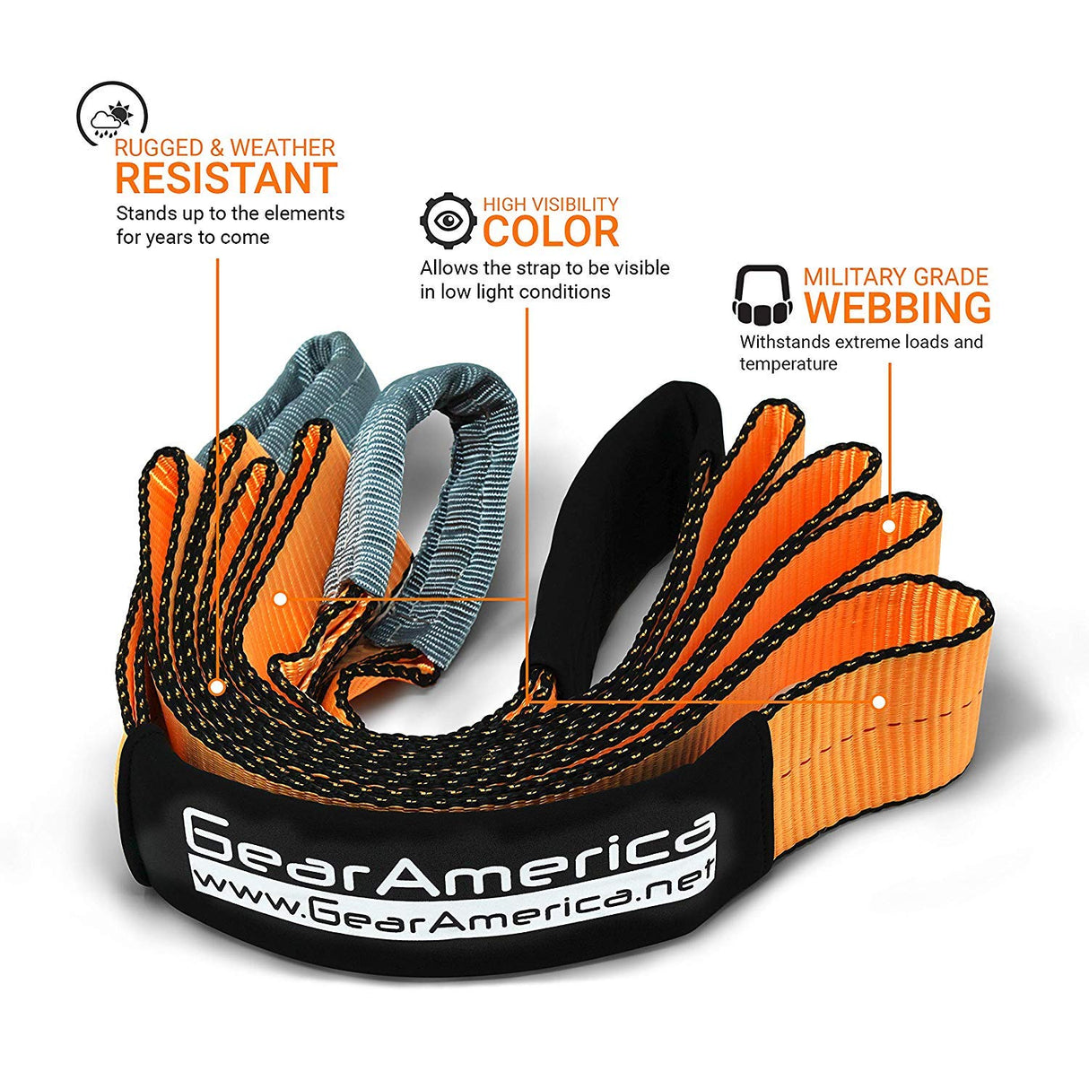 (2PK) Heavy Duty Tree Saver / Winch Extension Straps 3" x 8' | 35,053 lbs Minimum Breaking Strength