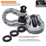 Mega Shackles ® - Silver (2PK) | Forged Carbon Steel | 68,000 lbs MBS (16,000 lbs WLL) | Off-Road Recovery Anchor Points