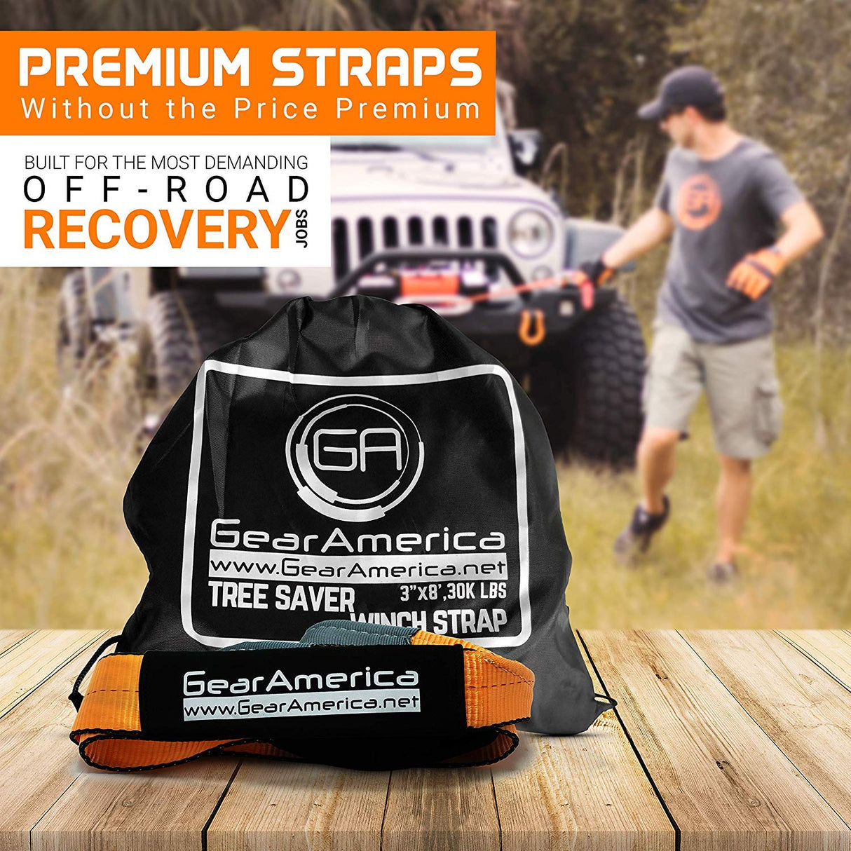 Heavy Duty Tree Saver / Winch Extension Strap 3" x 8' | 35,053 lbs Minimum Breaking Strength