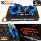 GearAmerica UBER Shackles with Anti-Theft Lock (Blue) | 80,000 lb (40T) MBS & 20,000 lb (10T) WLL