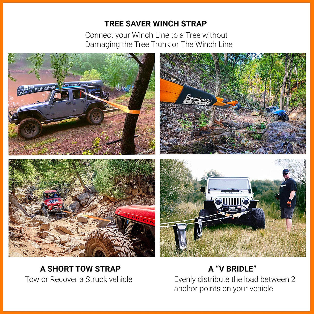 (2PK) Heavy Duty Tree Saver / Winch Extension Straps 3" x 8' | 35,053 lbs Minimum Breaking Strength