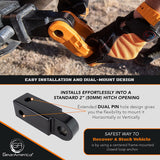 GearAmerica Aluminum Hitch Receiver 2"x2" Black + Orange Mega Shackle®