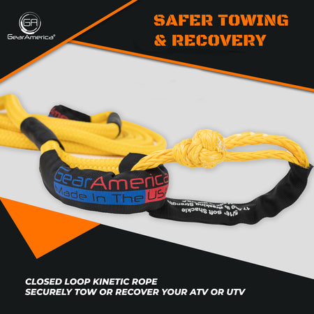 GearAmerica 3/4'' x 20 UTV Kinetic Recovery Rope (Yellow) - Made in The USA