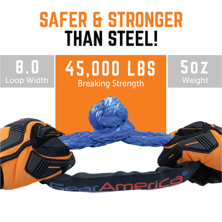 GearAmerica ½” Synthetic Soft Shackles (2PK) | 45,000 lbs Break Strength (BLUE) - Made in The USA