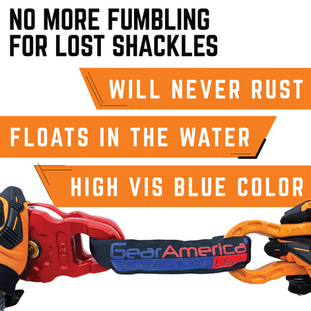 GearAmerica ½” Synthetic Soft Shackles (2PK) | 45,000 lbs Break Strength (BLUE) - Made in The USA