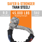 GearAmerica ½” Synthetic Soft Shackle | 45,000 lbs Breaking Strength (GREY)- Made in The USA