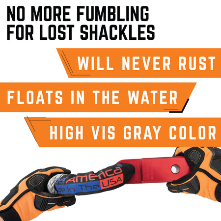 GearAmerica ½” Synthetic Soft Shackle | 45,000 lbs Breaking Strength (GREY)- Made in The USA