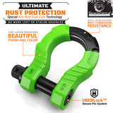 GearAmerica UBER Shackles with Anti-Theft Lock (Green) | Forged Carbon Steel | 80,000 lb (40T) MBS & 20,000 lb (10T) WLL