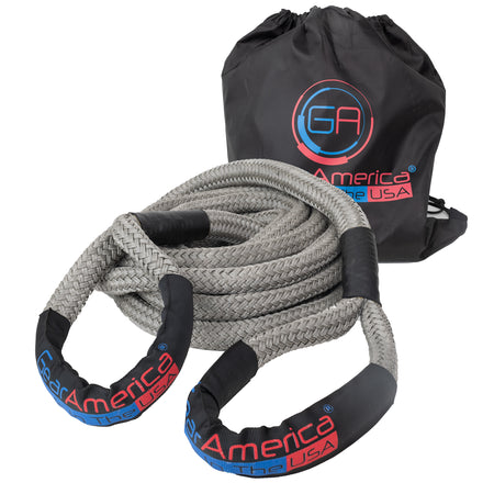 Kinetic Recovery Rope 7/8” x 30' (GREY) | 28,500 lbs Breaking Strength | Made in The USA