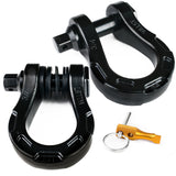 Aluminum ULTRA Bow Shackles with AntiTheft Locking Pin (Black) | 30,000 LBS MBS (10,000 LBS WLL)