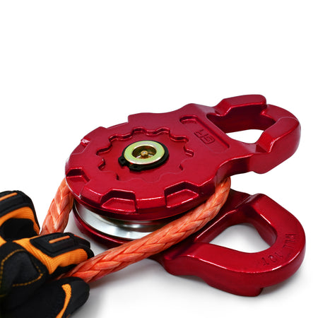 ULTRA Snatch Block Pulley Red | 20T MBS (Aluminum) | Best for Synthetic Winch Rope and Soft Shackles