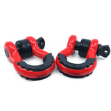 Heavy Duty D Ring Shackles - Red with Isolators (2PK) | 58,000 lbs (29 US Ton) Max Strength