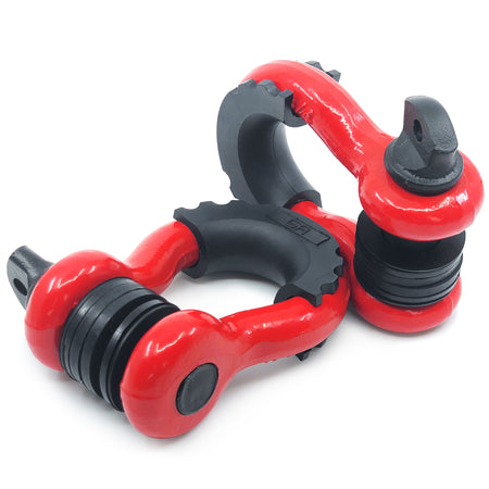 Heavy Duty D Ring Shackles - Red with Isolators (2PK) | 58,000 lbs (29 US Ton) Max Strength