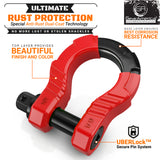 GearAmerica UBER Shackles with Anti-Theft Lock (Red) | Forged Carbon Steel | 80,000 lb (40T) MBS & 20,000 lb (10T) WLL