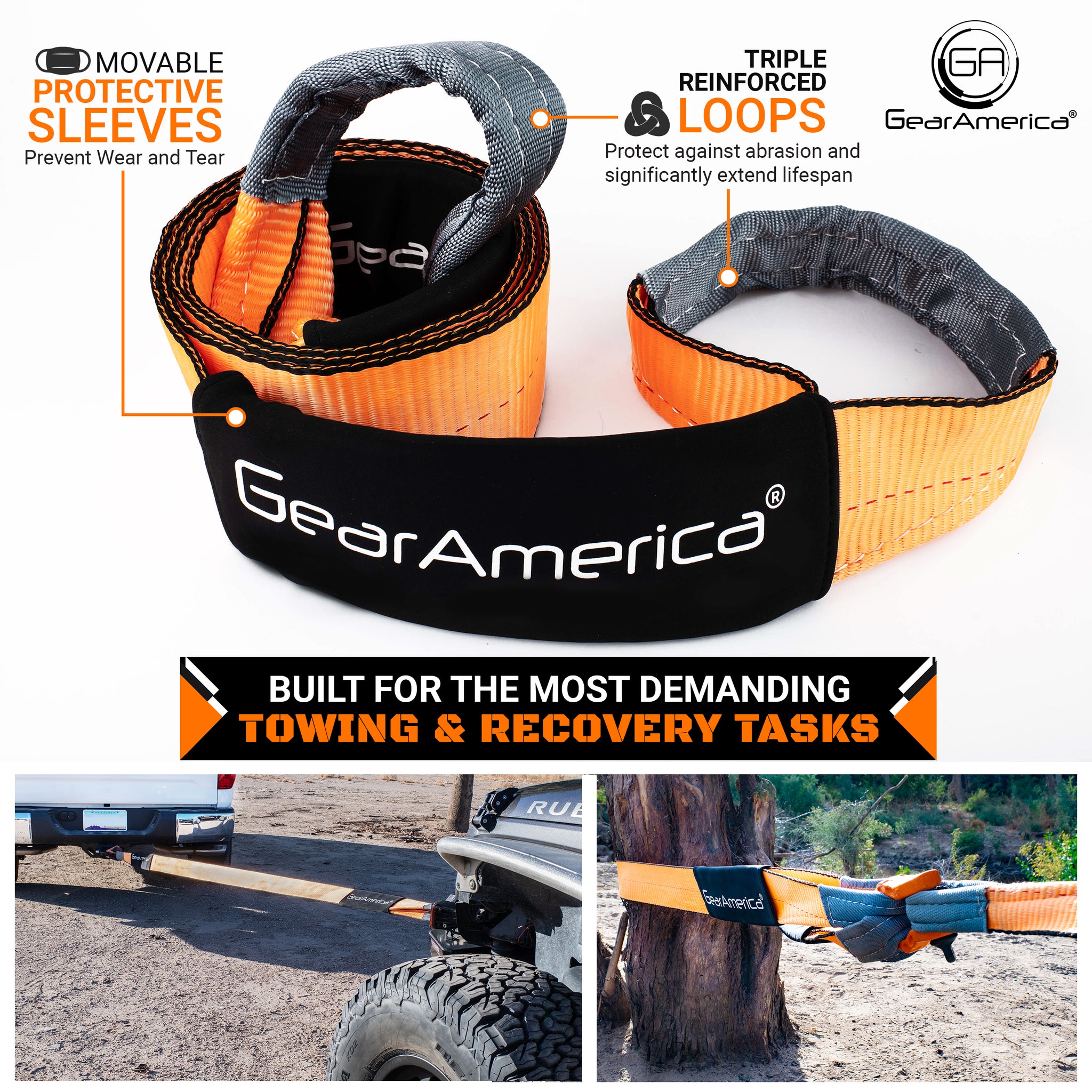Mega Duty Tree Saver Winch Strap 4"x10' 45,076 lbs Minimum Breaking