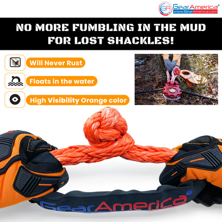 GearAmerica ½” Synthetic Soft Shackles (2PK) | 45,000 lbs Break Strength - Made in The USA