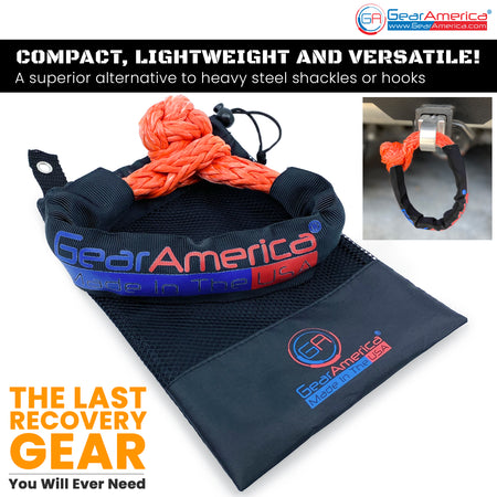 GearAmerica ½” Synthetic Soft Shackle | 45,000 lbs Breaking Strength (ORANGE)- Made in The USA