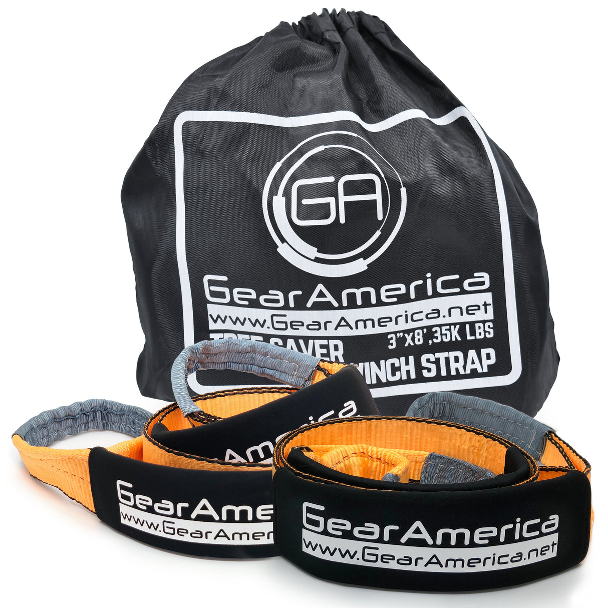 (2PK) Heavy Duty Tree Saver / Winch Extension Straps 3" x 8' | 35,053 lbs Minimum Breaking Strength