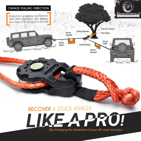 ULTRA Snatch Block Pulley Black | 20T MBS (Aluminum) | Best for Synthetic Winch Rope and Soft Shackles