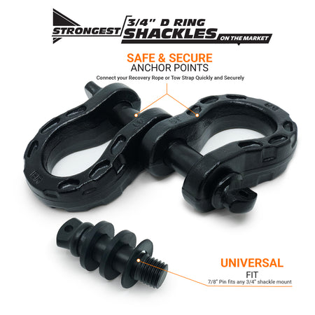 Off-Road Recovery 3/4 D-Ring Shackles