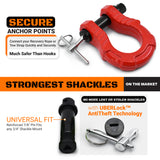 GearAmerica UBER Shackles with Anti-Theft Lock (Red) | Forged Carbon Steel | 80,000 lb (40T) MBS & 20,000 lb (10T) WLL