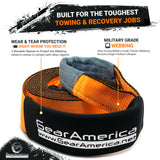 GearAmerica (2 Pack) Mega Duty Recovery Tow Strap 4" x 30' | 46,076 lbs Minimum Break Strength