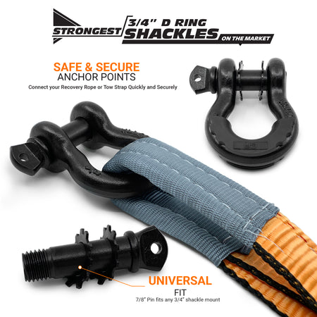 Ultimate Winching & Rigging Off-Road Recovery Kit (Black D Rings) | Essential 4x4 Accessories