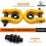 Mega Shackles ® - Yellow (2PK) | Forged Carbon Steel | 68,000 lbs MBS (16,000 lbs WLL) | Off-Road Recovery Anchor Points