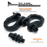 Mega Shackles ® - Black (2PK) | Forged Carbon Steel | 68,000 lbs MBS (16,000 lbs WLL) | Off-Road Recovery Anchor Points