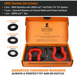 GearAmerica UBER Shackles with Anti-Theft Lock (Red) | Forged Carbon Steel | 80,000 lb (40T) MBS & 20,000 lb (10T) WLL