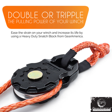 ULTRA Snatch Block Pulley Black | 20T MBS (Aluminum) | Best for Synthetic Winch Rope and Soft Shackles