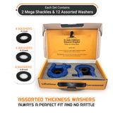 Mega Shackles ® - Blue (2PK) | Forged Carbon Steel | 68,000 lbs MBS (16,000 lbs WLL) | Off-Road Recovery Anchor Points